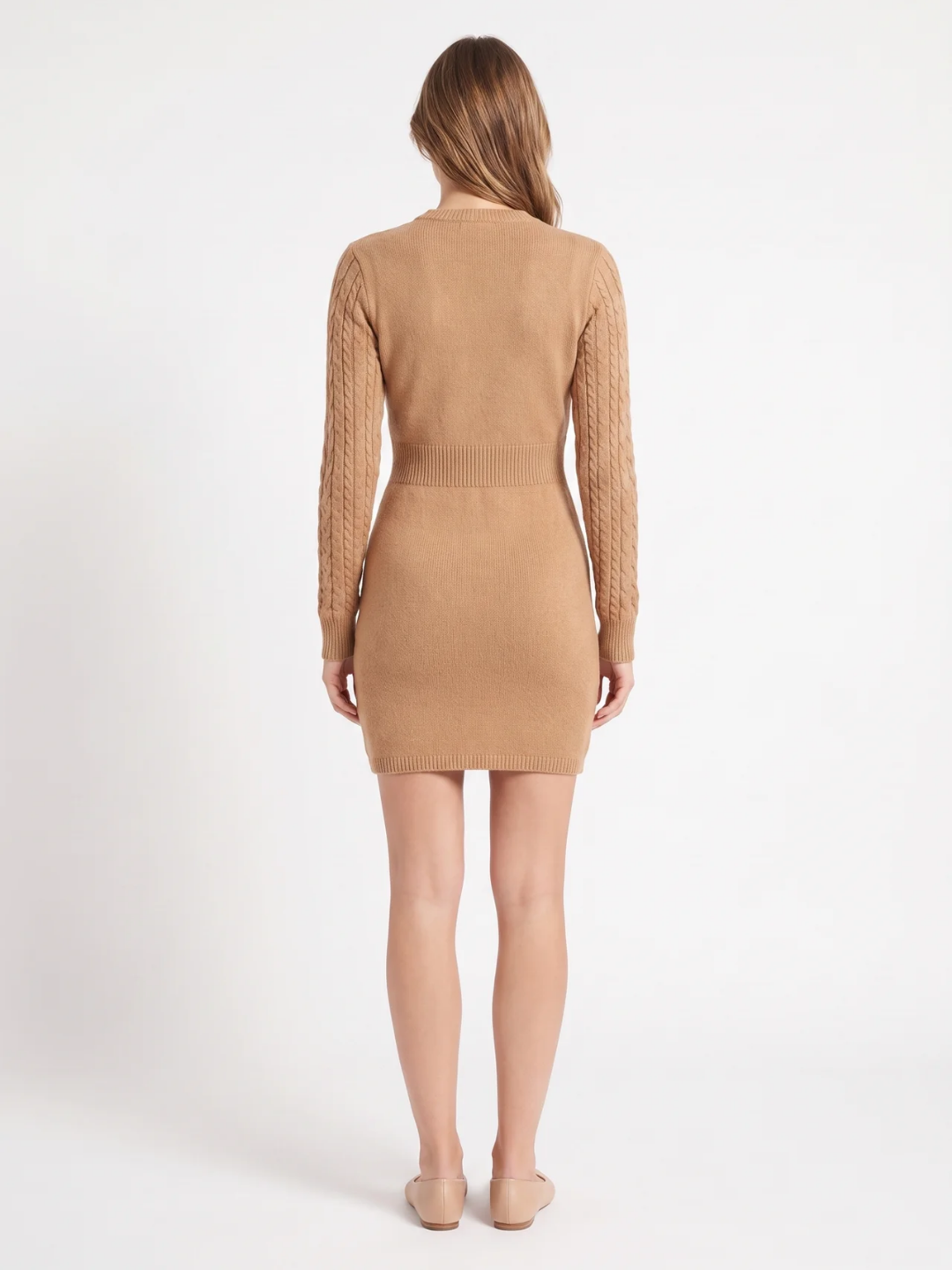 Mabel | Cable Knit Bodycon Mini Dress, Cut-Out Long Sleeve Winter Dress