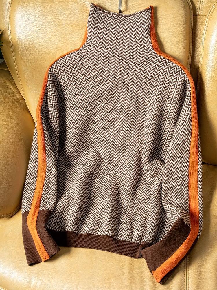 Ava | Modern Striped High-Neck Sweater