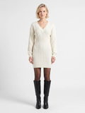 Cordelia | Cable Knit Bodycon Mini Dress, V-Neck Shirred Waist Winter Dress