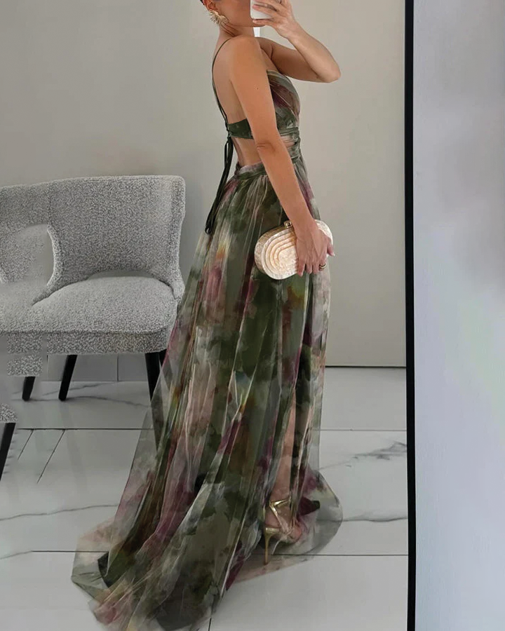 Women's Wedding Guest Maxi Dress | Floral Pleated