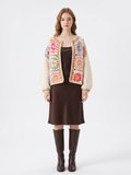 Millicent | Crochet Granny Square Cardigan, Cropped Open Front Knitwear