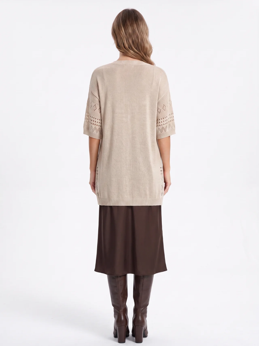 Marjorie | Openwork Knit Cardigan, Short Sleeve Open Front Summer Cover-Up