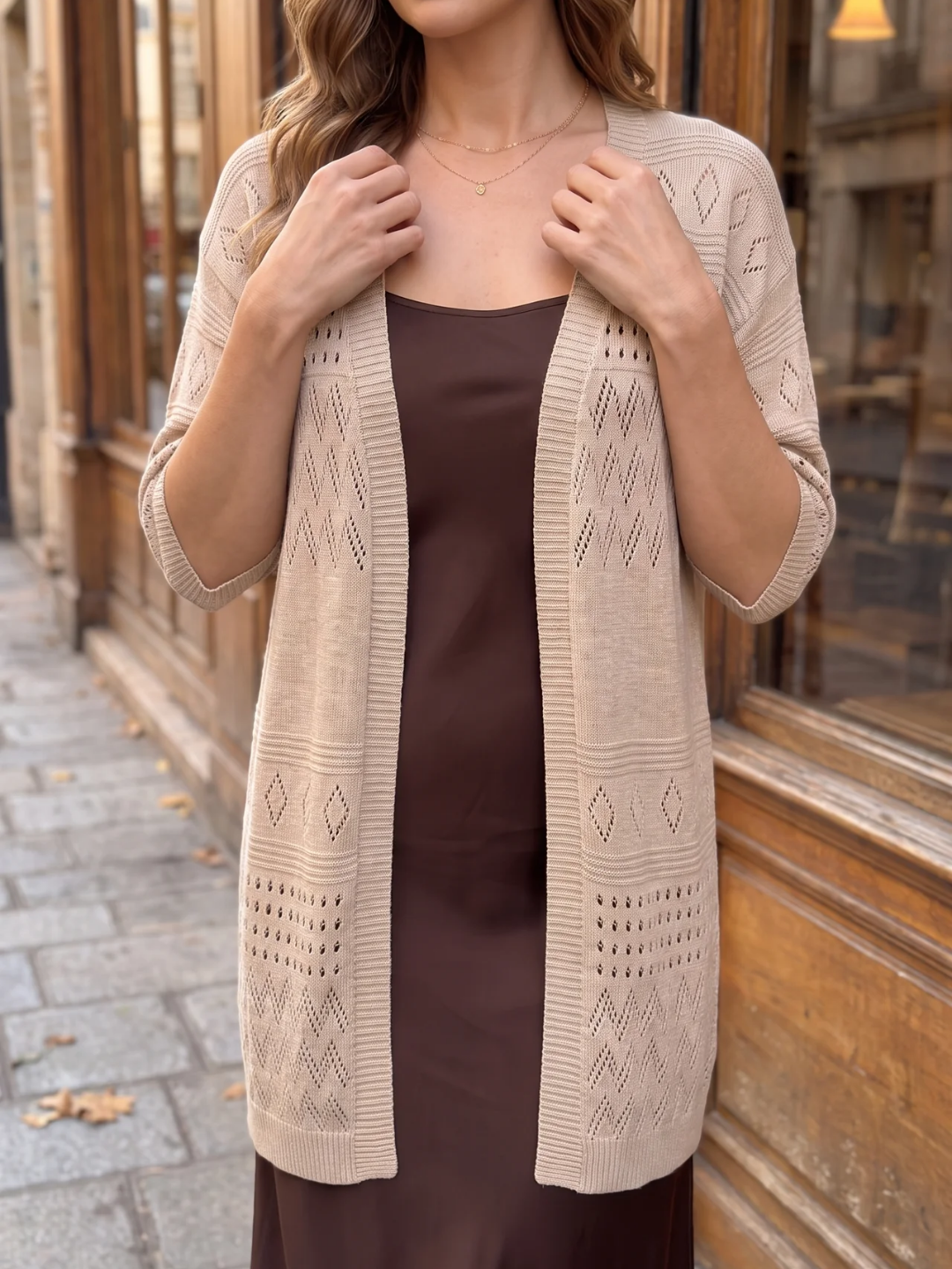 Marjorie | Openwork Knit Cardigan, Short Sleeve Open Front Summer Cover-Up