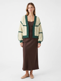 Dorothea | Colour Block Knit Cardigan, Cropped Open Front Winter Knitwear