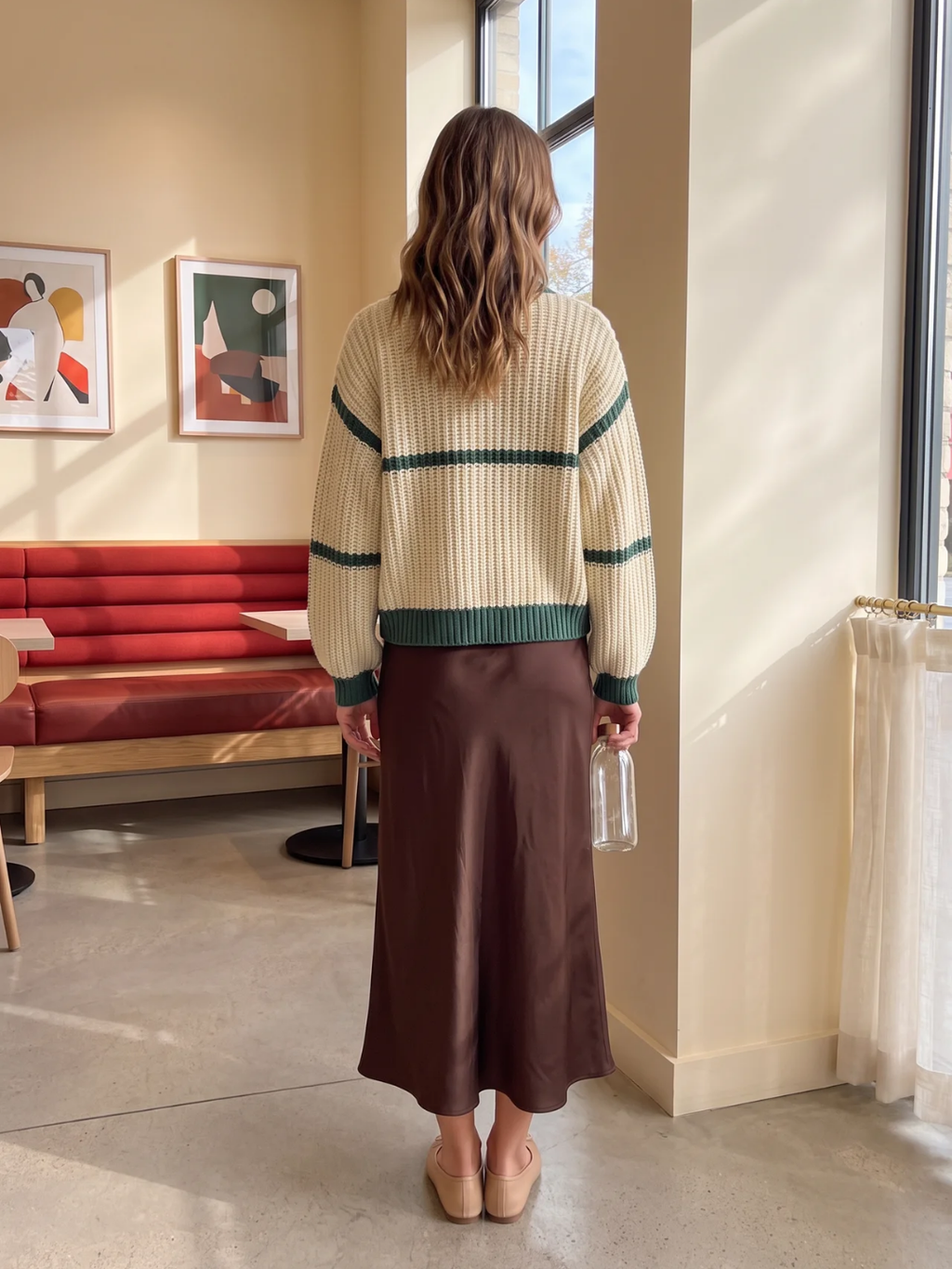 Dorothea | Colour Block Knit Cardigan, Cropped Open Front Winter Knitwear