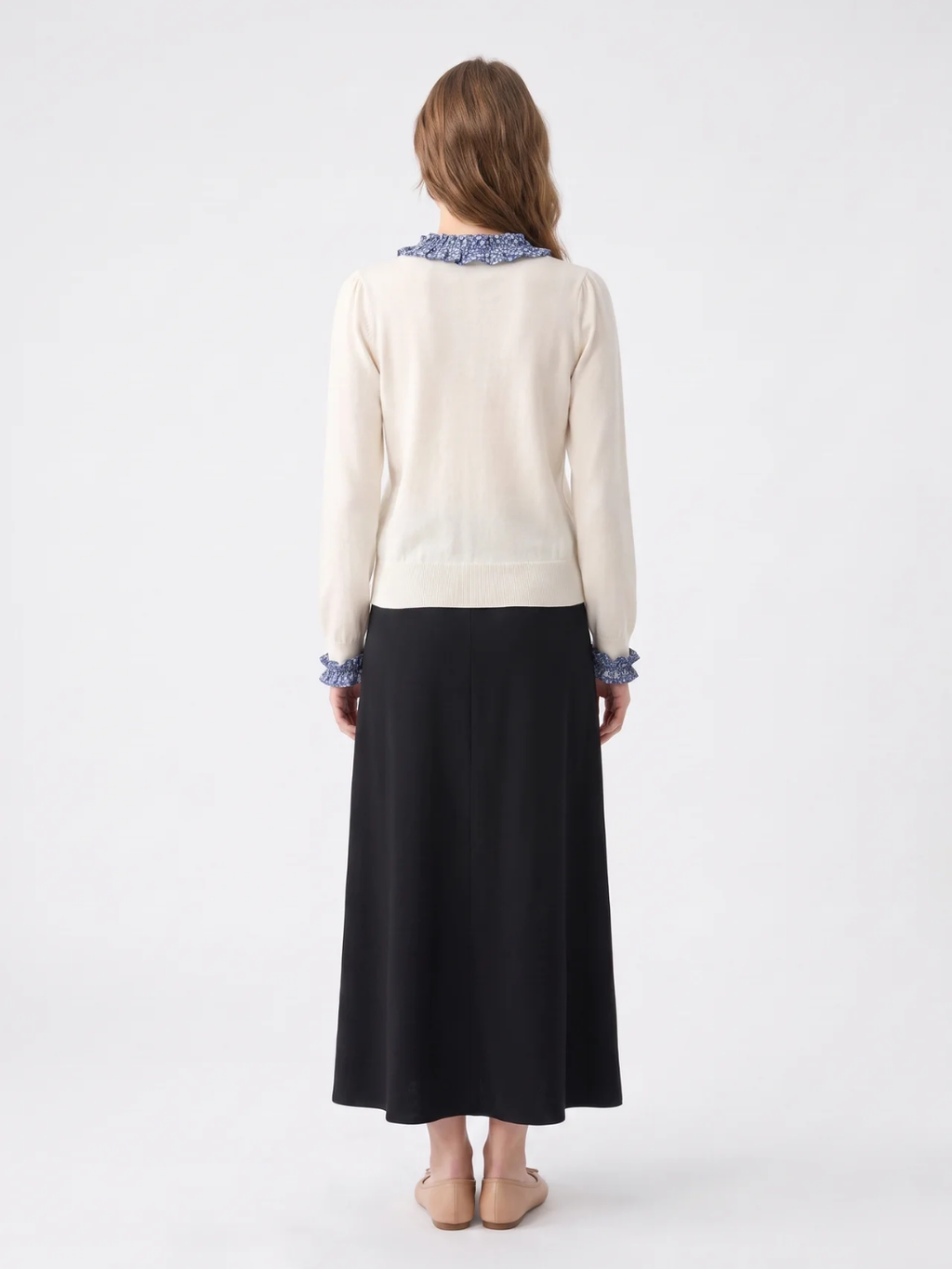 Josephine | Ruffle Collar Knit Cardigan, Button Front Spring Autumn Knitwear