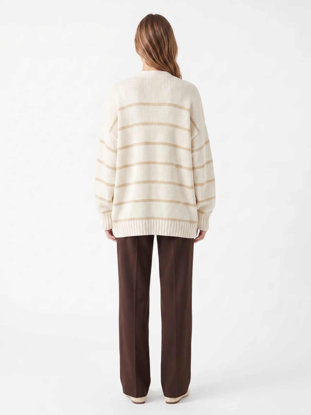 Susannah | Striped Knit Button Cardigan, Oversized V-Neck Autumn Knitwear