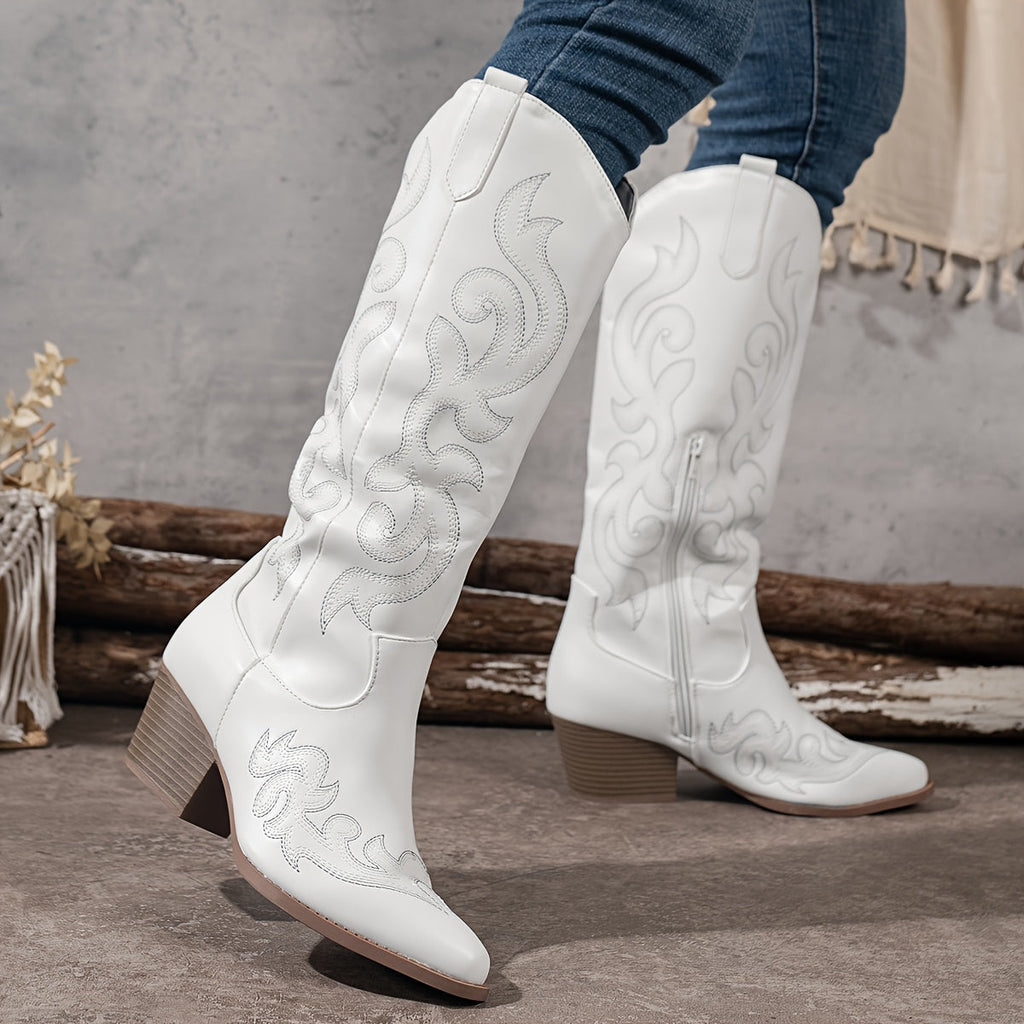 Cowboy Boots For Women | Knee-High Block Heel