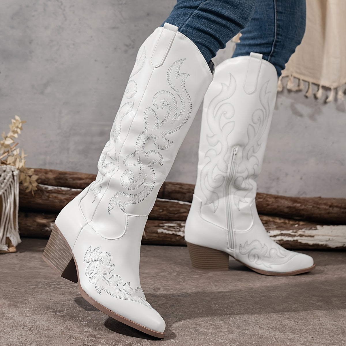 Cowboy Boots For Women | Knee-High Block Heel