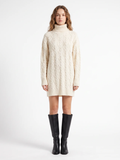 Sybil | Cable Knit Roll Neck Mini Dress, Long Sleeve Winter Jumper Dress