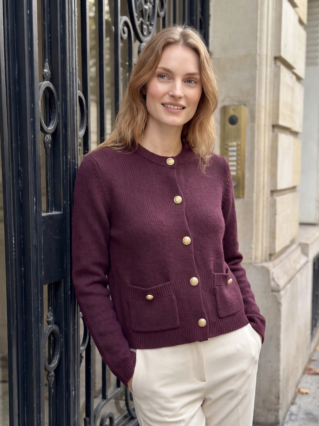 Eleanor | Button-Front Knit Cardigan, Cropped Autumn Winter Layering Sweater