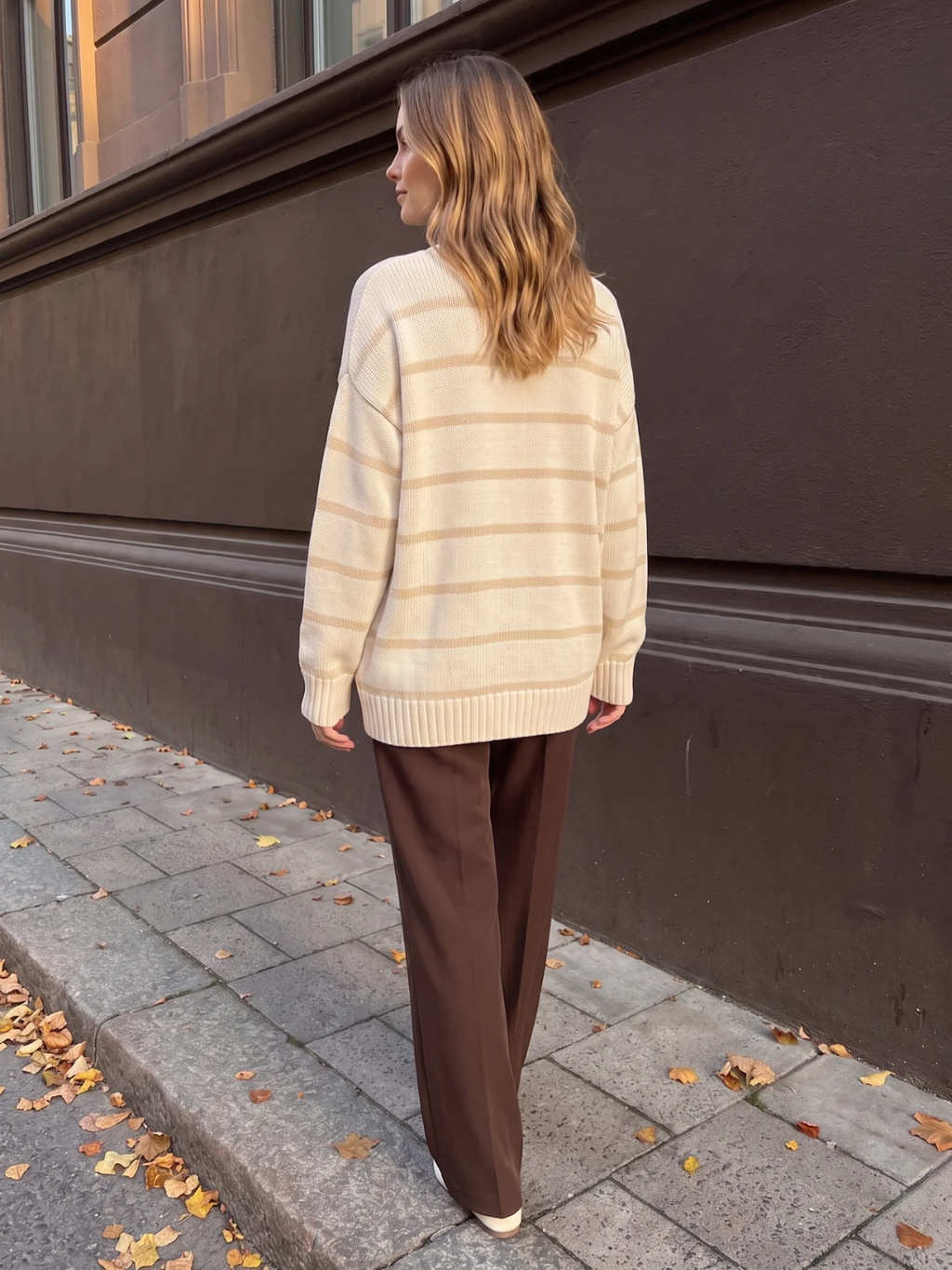 Susannah | Striped Knit Button Cardigan, Oversized V-Neck Autumn Knitwear