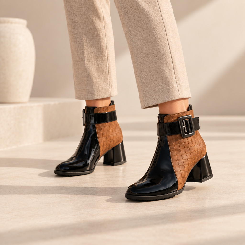 Coralia | Elegant Faux Leather Ankle Boots for Women