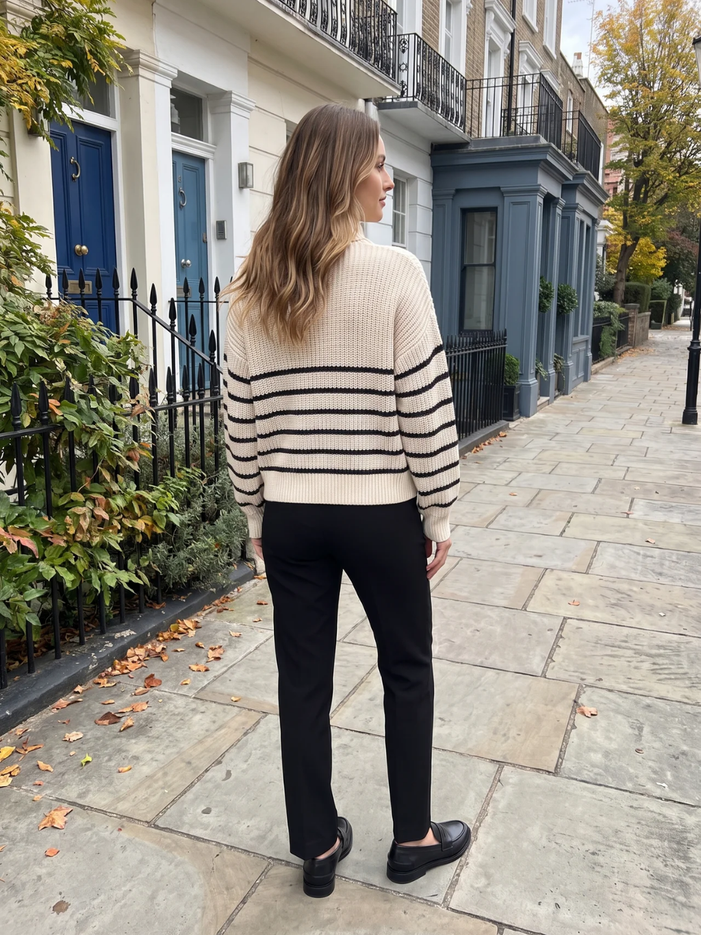 Fern | Striped Half Zip Knit Jumper, Funnel Neck Winter Pullover