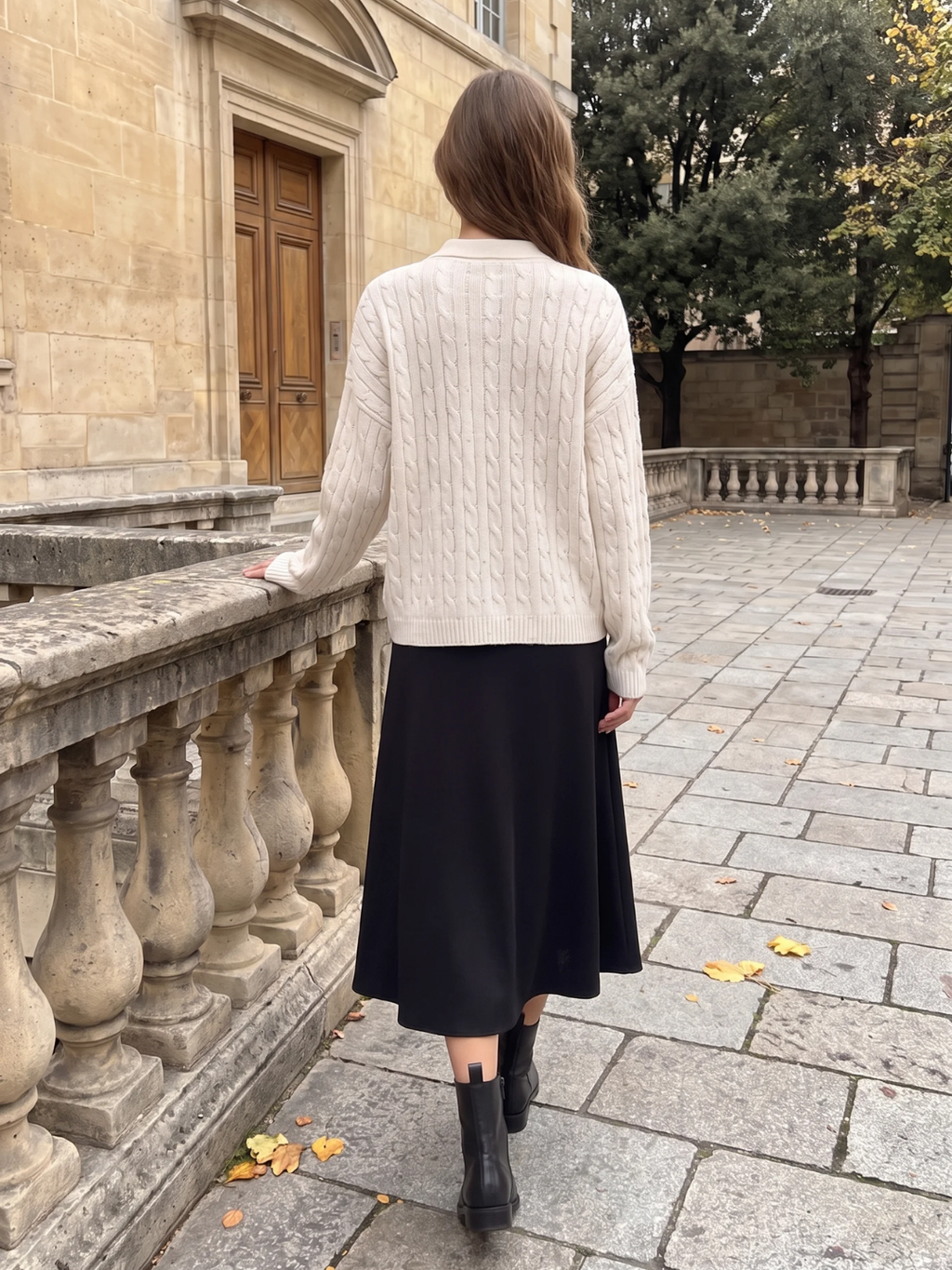 Catherine | Cable Knit Polo Jumper, Half-Button Winter Pullover