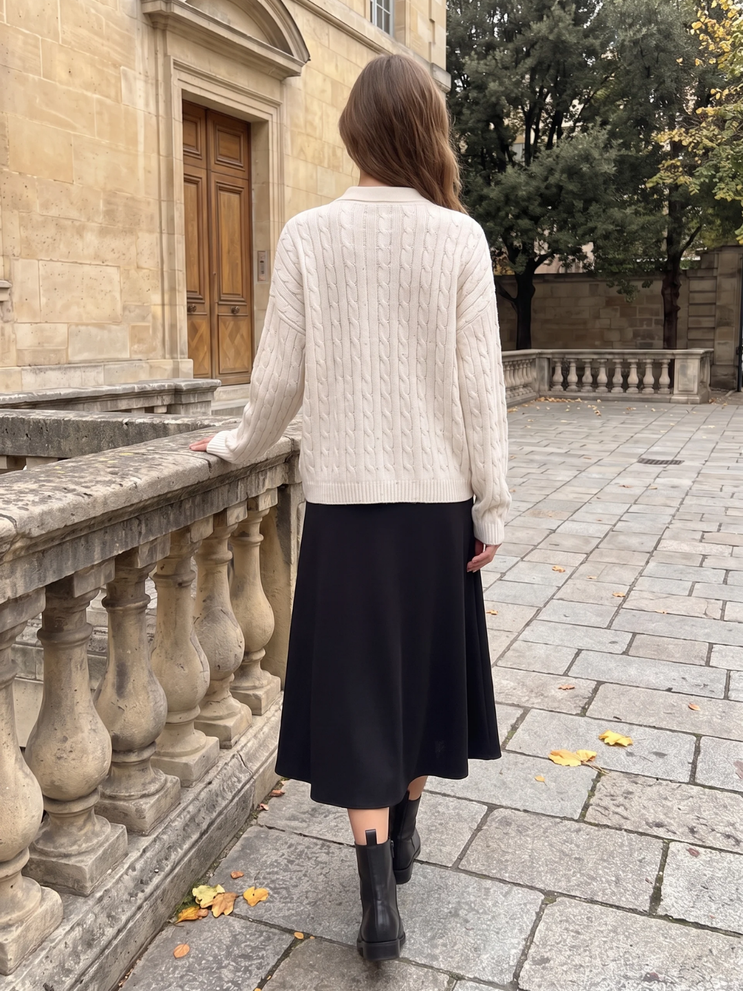 Catherine | Cable Knit Polo Jumper, Half-Button Winter Pullover