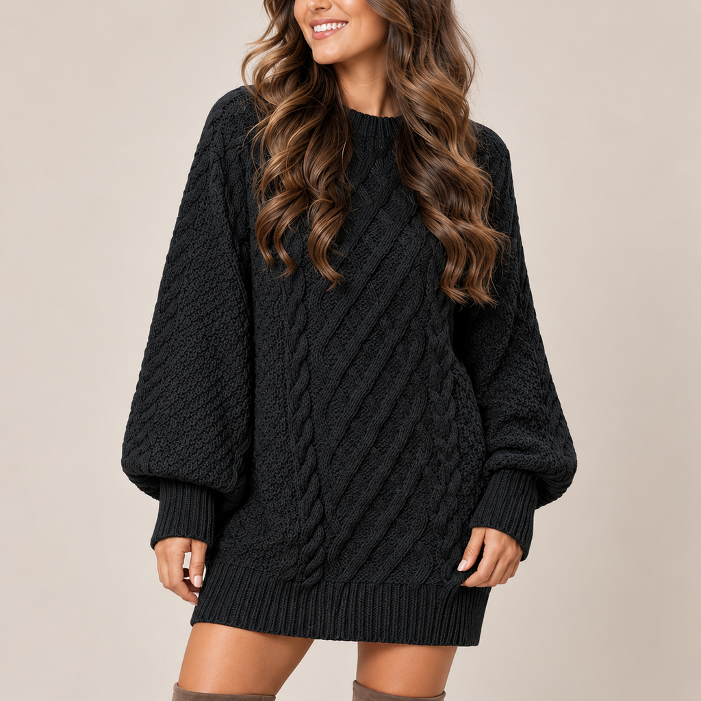Sidonie | Timeless Cable Knit Jumper Dress for Women with Cosy Textured Finish