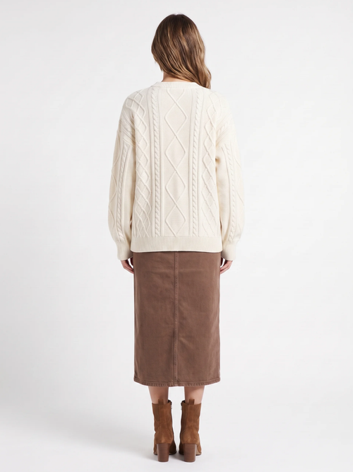 Vivienne | Diamond Cable Knit Jumper, Chunky Crew Neck Winter Sweater