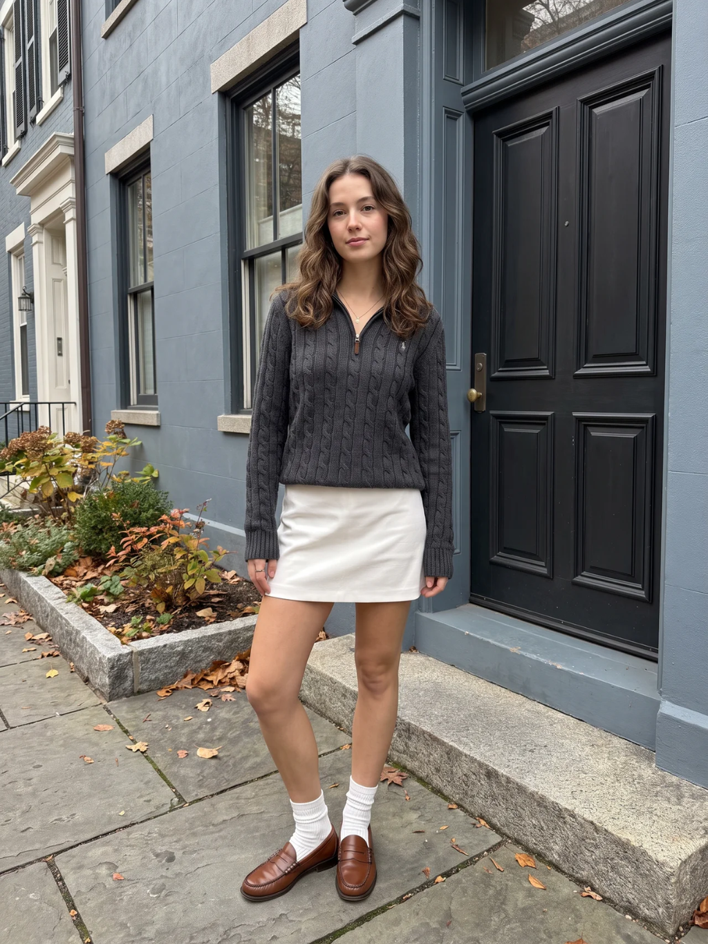 Jasmine | Cable Knit Half Zip Jumper, Funnel Neck Winter Pullover