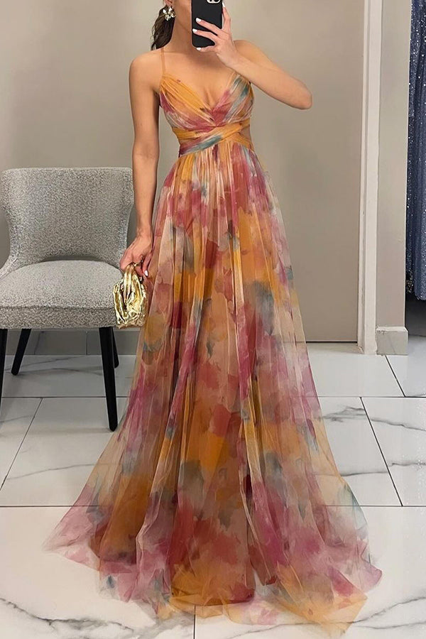 Women's Wedding Guest Maxi Dress | Floral Pleated