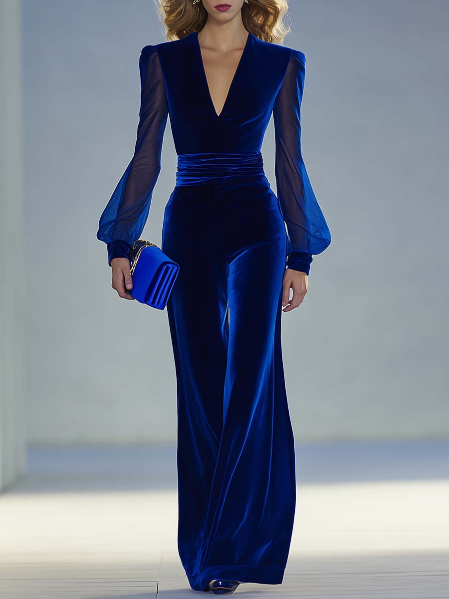 Anastasia -Elegant jumpsuit with mesh sleeves