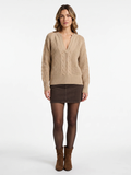 Georgina | Chunky Cable Knit Jumper, Oversized Deep V-Neck Winter Sweater