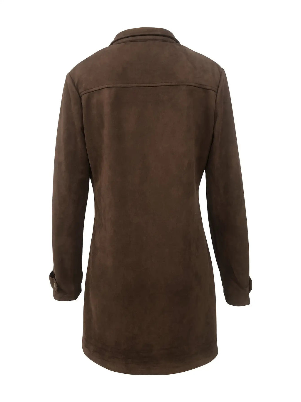 Women's Vintage Deerskin Coat, Mid-Length Lapel Jacket with Golden Tone Buttons, Warm Winter Coat Elegant Casual Semi-Formal, Suitable for Autumn and Winter, Durable Versatile Clothing, Classic Seasonal Wardrobe, Brown