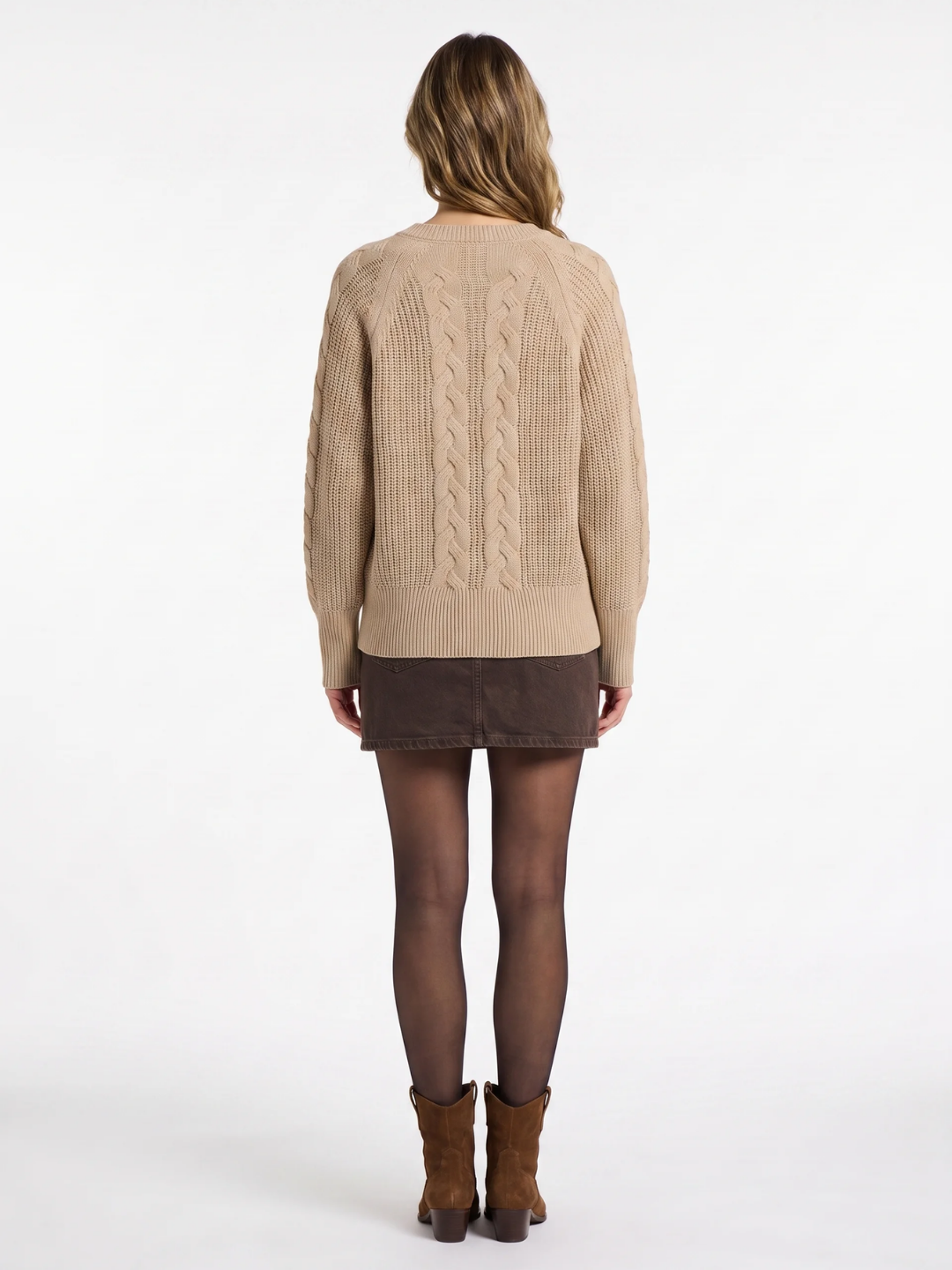Georgina | Chunky Cable Knit Jumper, Oversized Deep V-Neck Winter Sweater