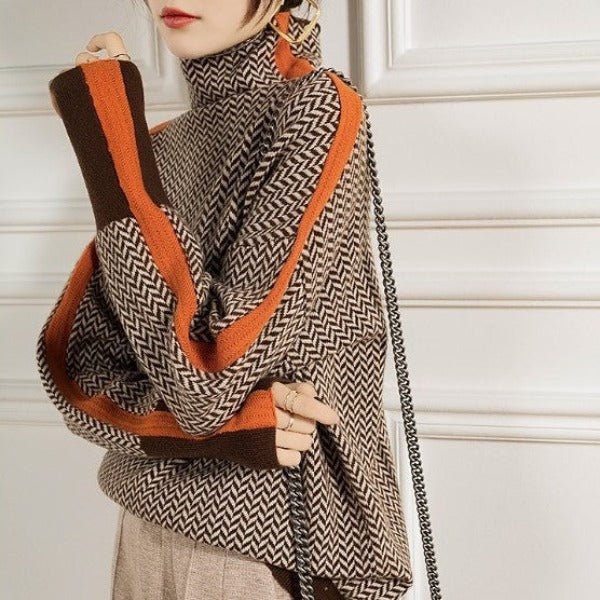 Ava | Modern Striped High-Neck Sweater