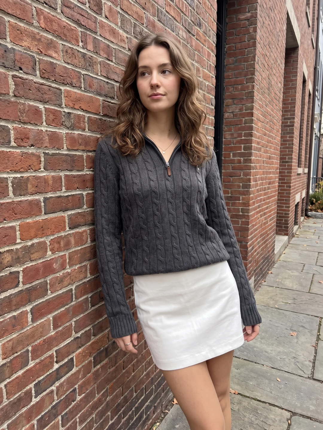 Jasmine | Cable Knit Half Zip Jumper, Funnel Neck Winter Pullover