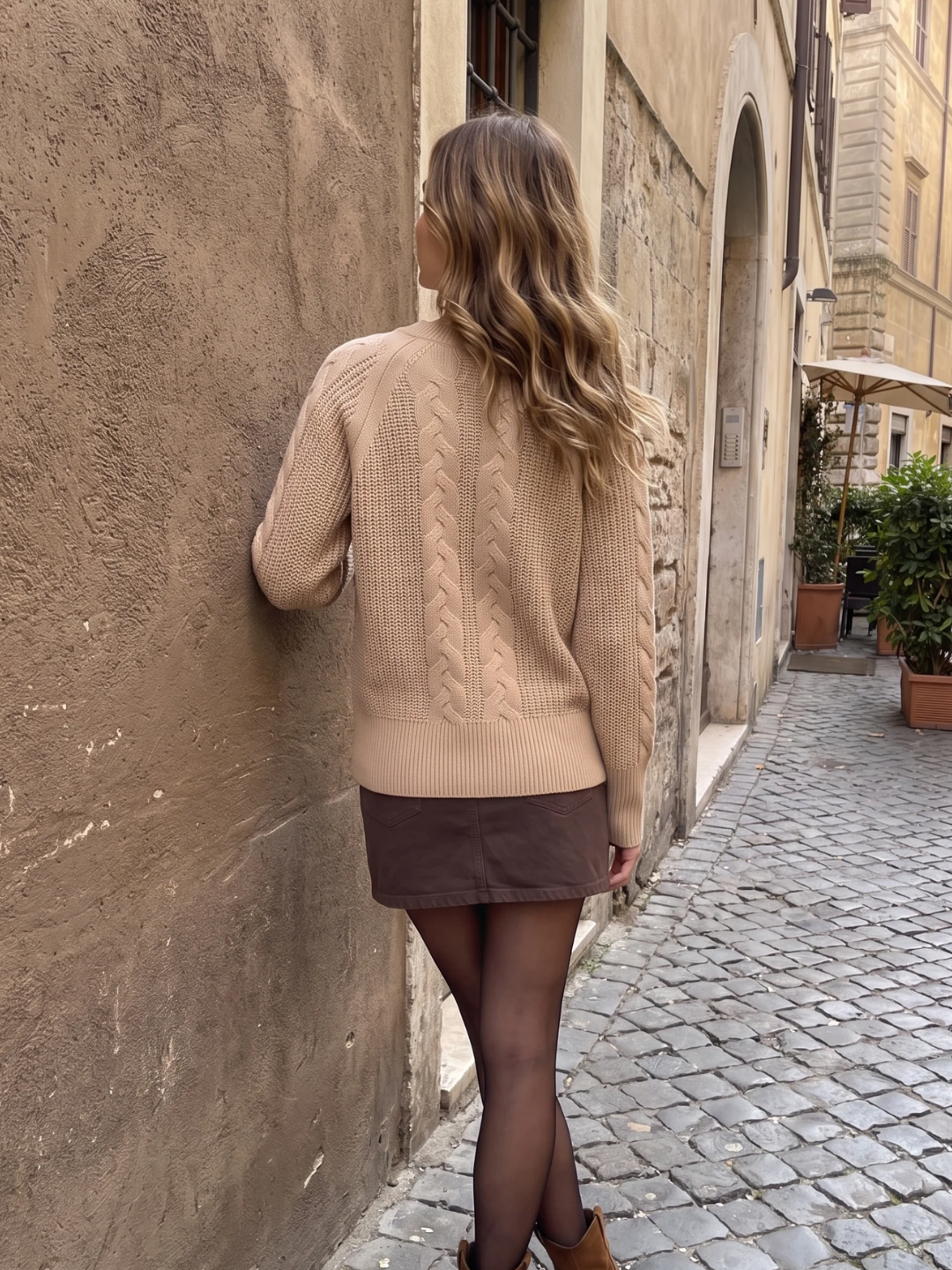 Georgina | Chunky Cable Knit Jumper, Oversized Deep V-Neck Winter Sweater
