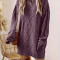 Women's Cable-Knit Jumper Dress with Round Neck