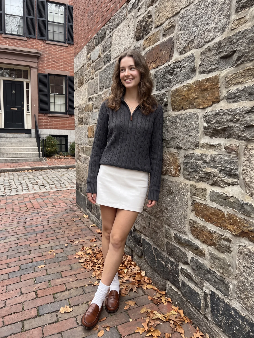 Jasmine | Cable Knit Half Zip Jumper, Funnel Neck Winter Pullover