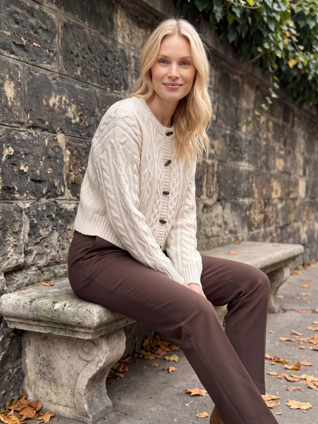 Arabella | Cable Knit Button Cardigan, Cropped Textured Winter Knitwear