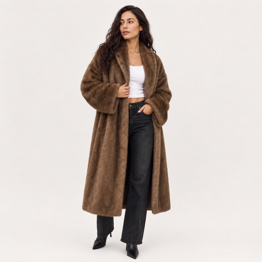 Rosalie | Sophisticated Brown Fur Coat for Women with Luxurious Longline Shape
