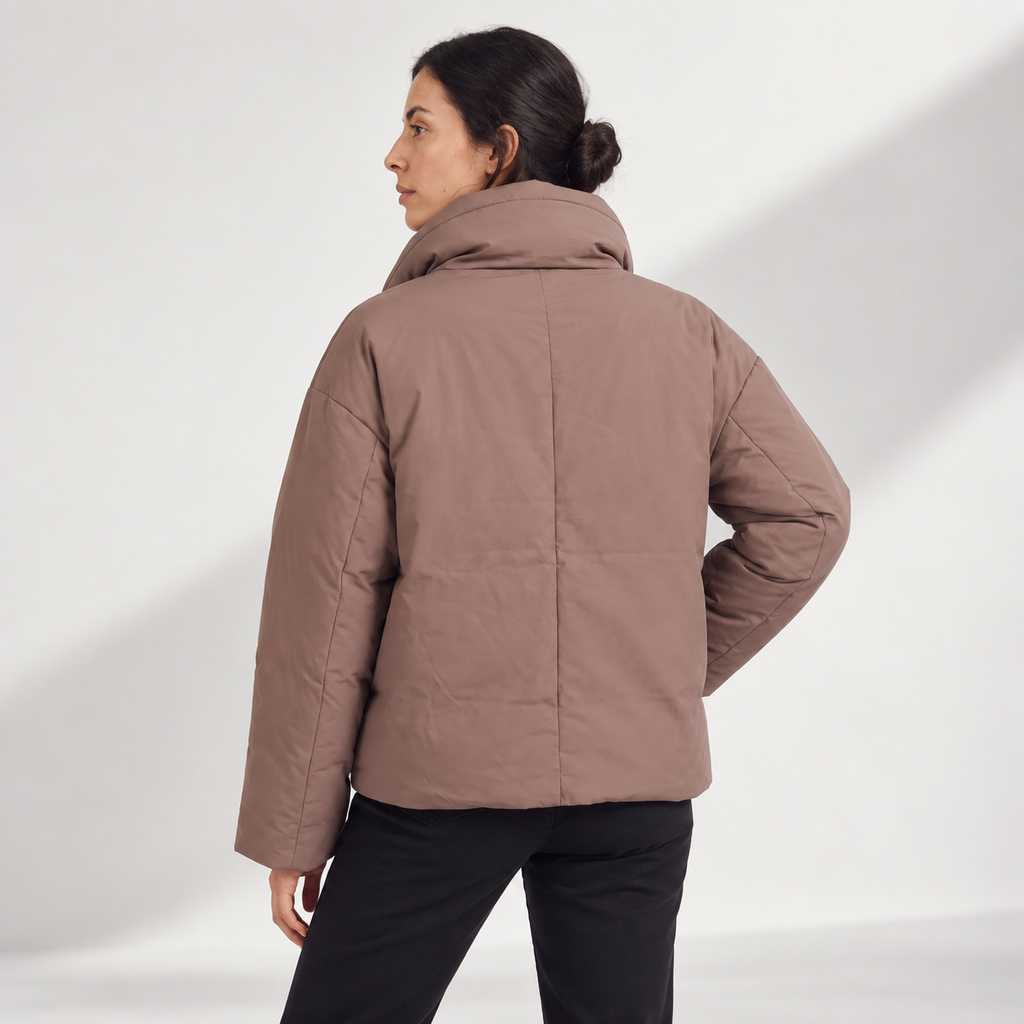 Delphine | Effortless Womens Brown Puffer Coat with Oversized Contemporary Fit