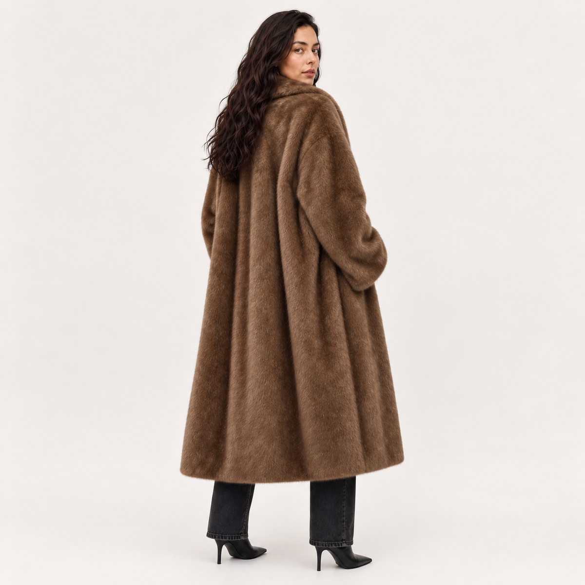 Rosalie | Sophisticated Brown Fur Coat for Women with Luxurious Longline Shape