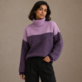 Isolde | Oversized Herringbone Turtleneck Sweater