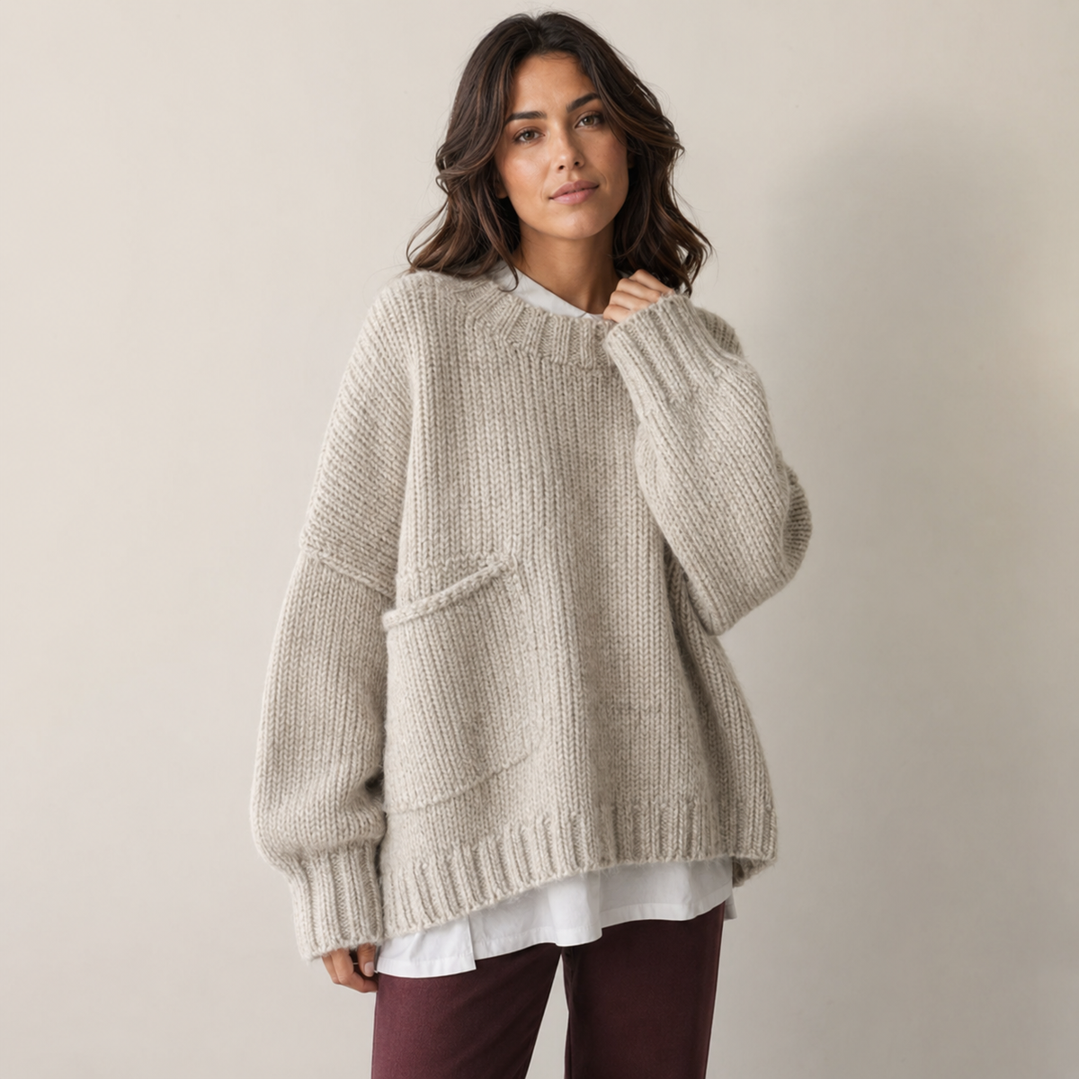 Elodie | Oversized Sweater with Contrast Front Pocket