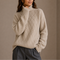 Women’s Textured Turtleneck Sweater – Soft Winter Knit Jumper
