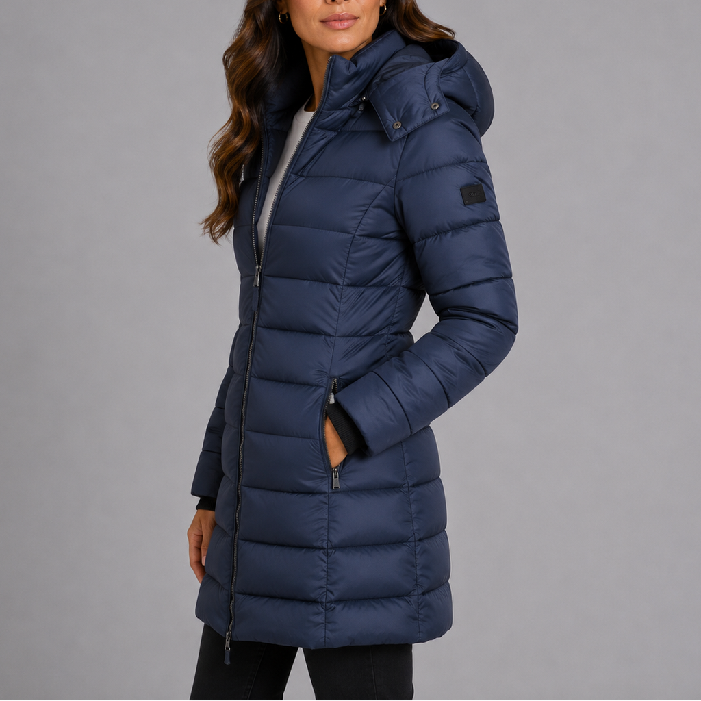 Puffer Coat Womens Hooded Insulated Longline Zip Front