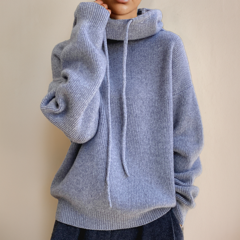 Cosy Oversized Knit Hoodie Sweater with Drawstring Hood