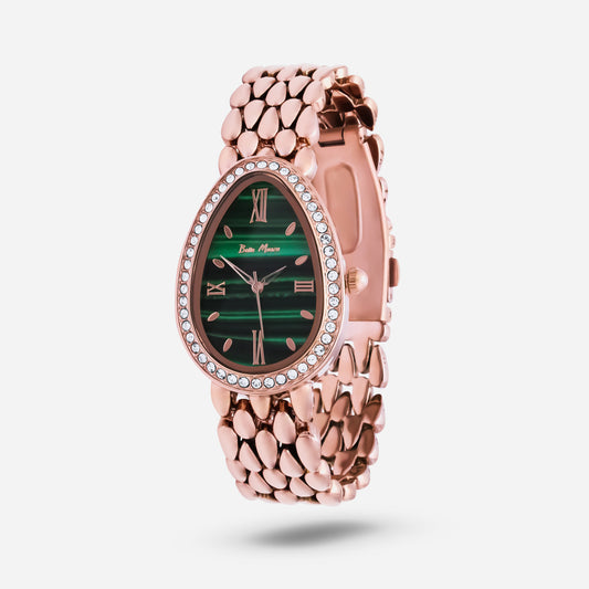 Rose Gold Watch With Green Dial