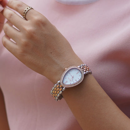 Rose Gold Watch With White Dial