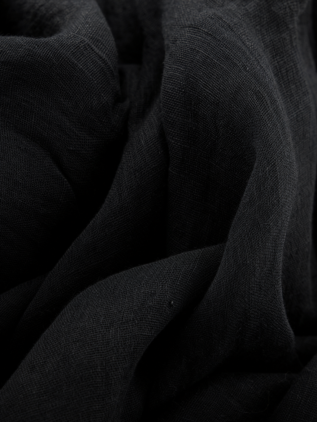 Women's Black Linen-Blend Maxi Dress With High Neck & Side Pockets, Timeless Minimalist Casual Dress