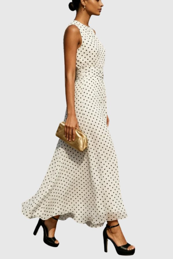 Elizabeth | Timeless And Elegant Polka Dot Maxi Dress