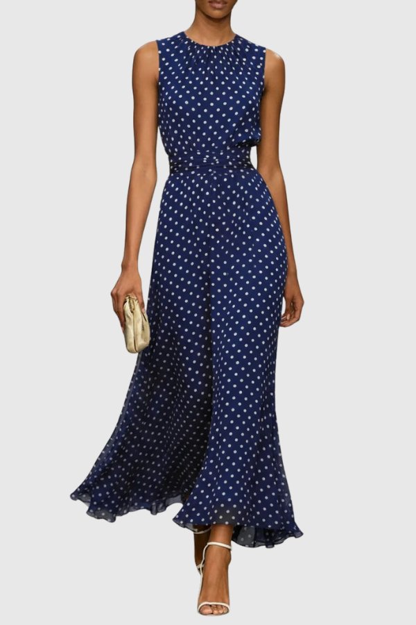 Elizabeth | Timeless And Elegant Polka Dot Maxi Dress