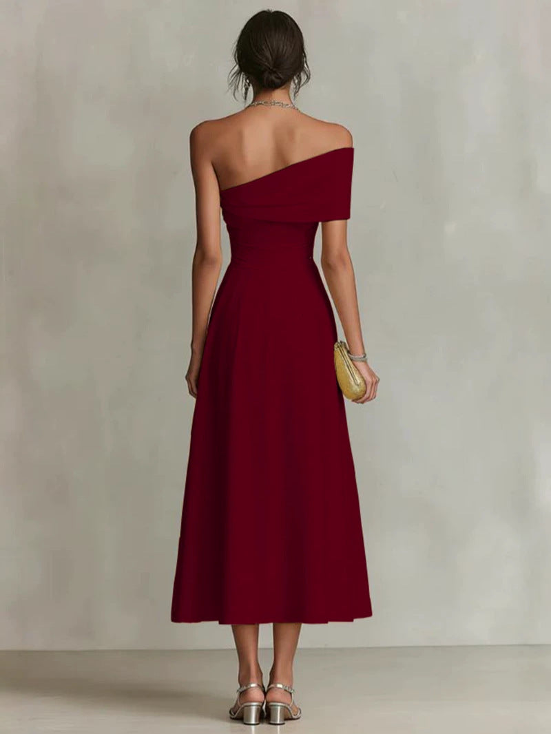 Chiq Off Shoulder Maxi Dress with Full A-Line Skirt