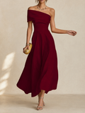 Chiq Off Shoulder Maxi Dress with Full A-Line Skirt