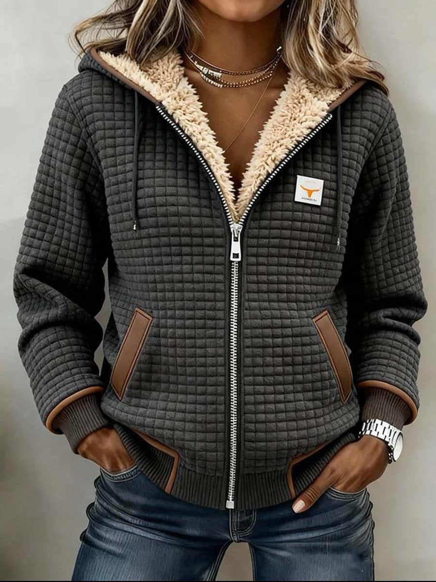 Penelope Women's Quilted Jacket | Sherpa-Lined Full-Zip Hooded Fleece